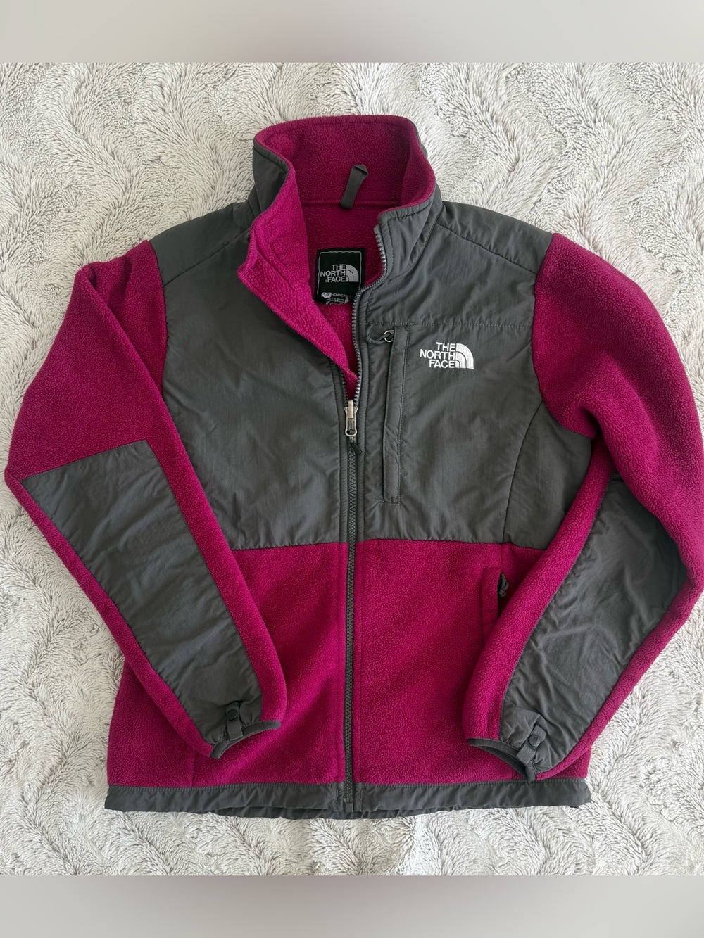 North Face Women’s Denali Fleece Zip Up Jacket Magenta & Gray Size Small